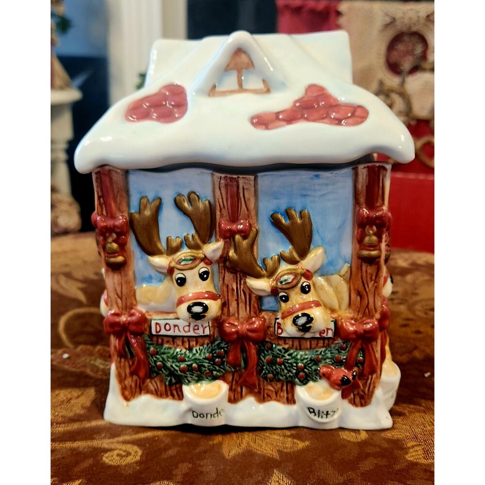 2002 DEER SANTA CANDY JAR BY FITZ AND FLOYD - Picture 5 of 7